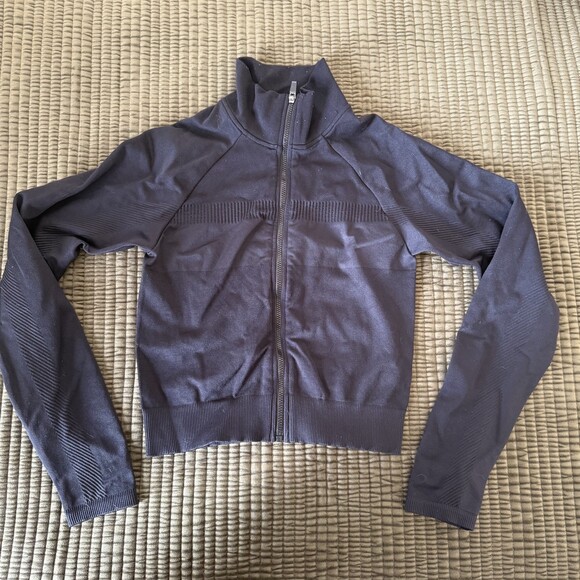 Fabletics  Cropped  Seamless Rib Jacket Zip Up Women's Size small - Picture 5 of 14